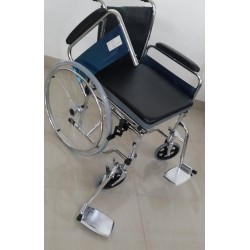 Ezra Plus Commode Wheelchair with Detachable Armrest And Footrest