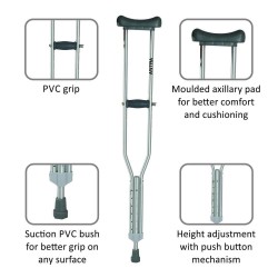 Vissco Astra Under Arm Crutches Aluminium - 0905L Large (1 Pair)