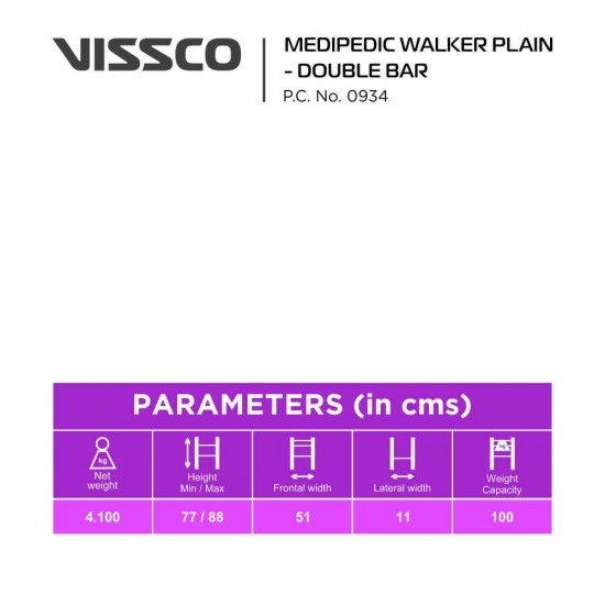 Vissco Double Bar Medipedic Walker - 0934