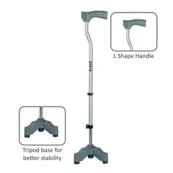 Vissco Invalid L-shape Tripod Walking Stick - 0907